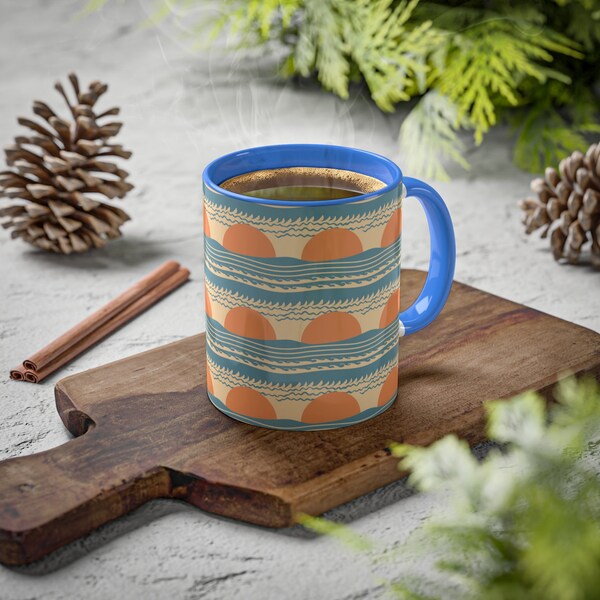 Sunset Pattern Mug - | 325mL | 11oz | best destination, gifts for home, coffee mugs, travel lovers, good vibes, beach, Florida beach