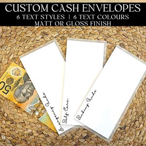 Personalized Cash Envelopes | Budget Wallet | Cash Wallet | Customized Envelopes | Savings Challenge | Cash Stuffing | Matt Or Gloss Finish