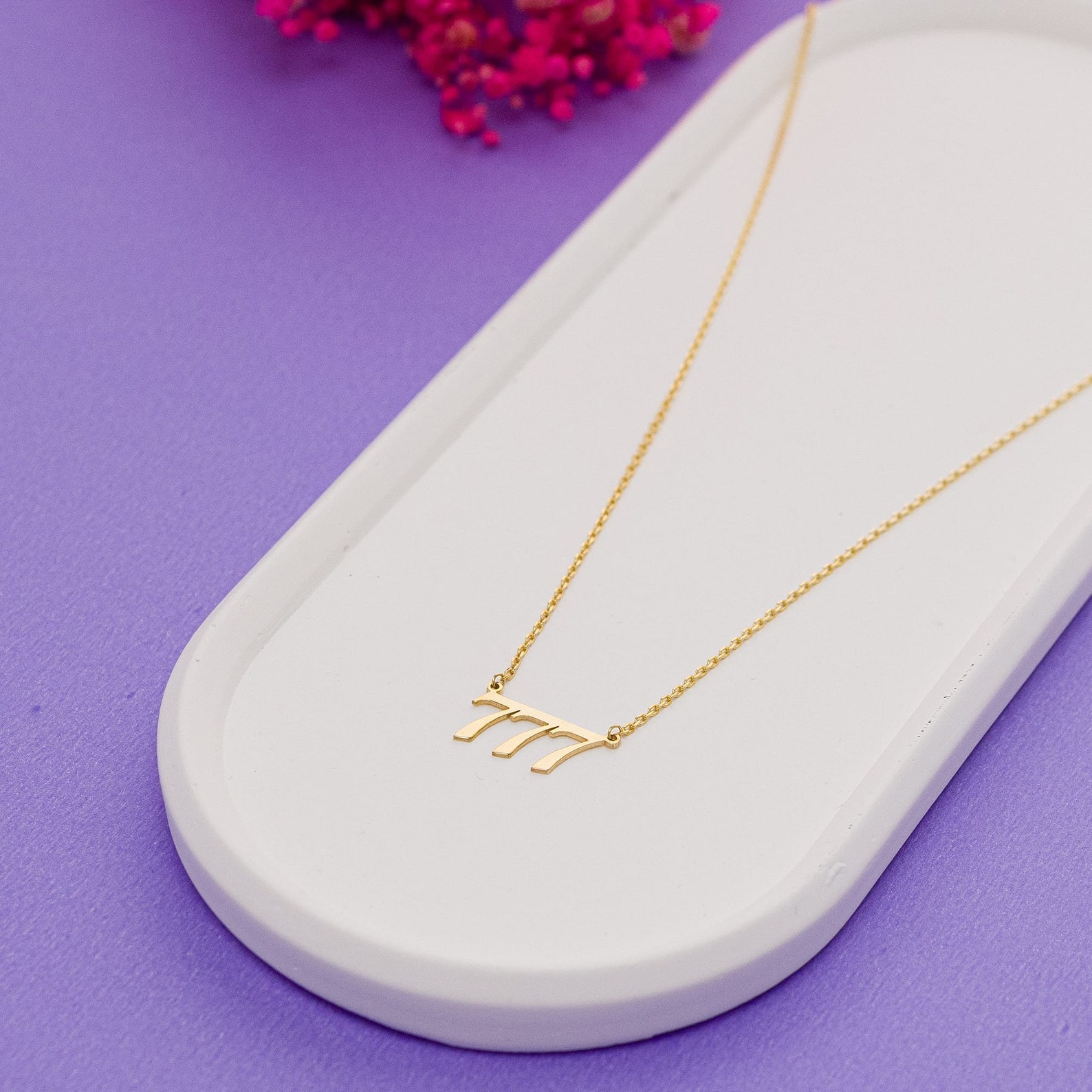 14K Gold Number Necklace, Angel Number Necklace, Year Necklace, Custom ...