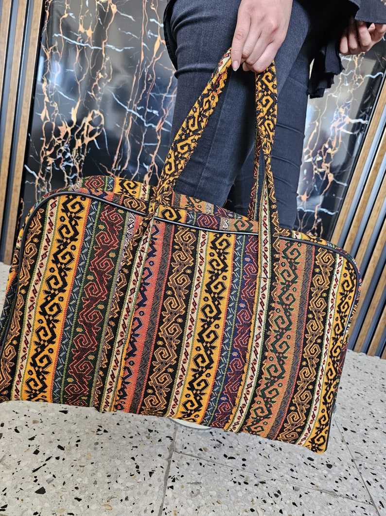 Valigia di stracci realizzata a mano da Gaziantep Arte tessile turca unica immagine 6