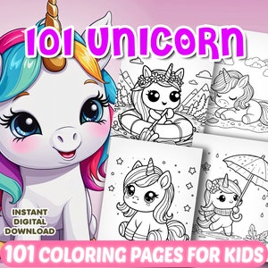 101 Cute Unicorn Coloring Pages for Kids Girls, Adorable Unicorns Coloring Book for Kids for Girls, Unicorn Printable for Preschoolers, Boys