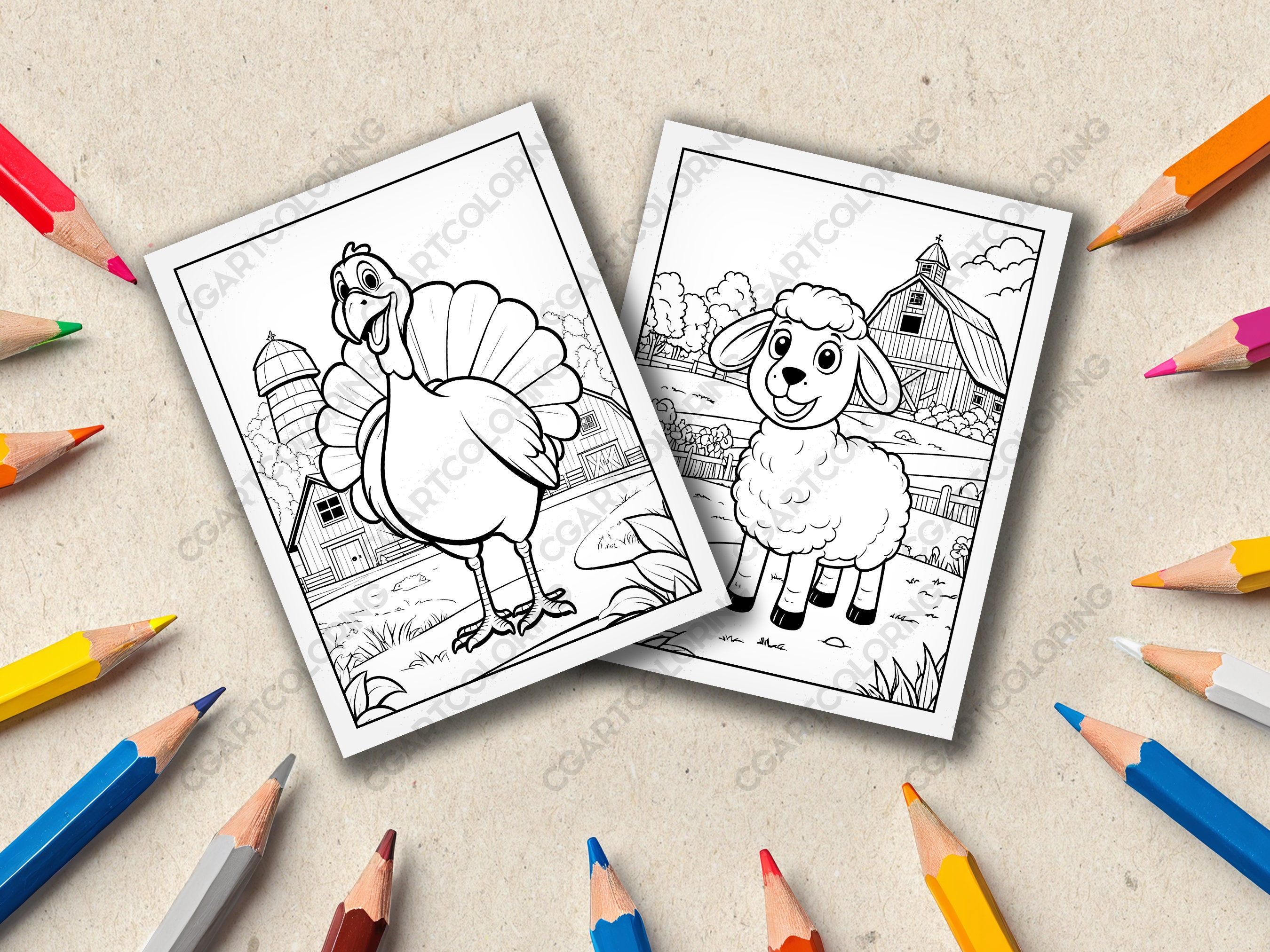 20 Cute Farm Animal Coloring Pages for Kids, Toddlers Preschoolers ...