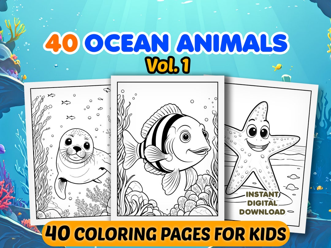 Sea Animal Coloring Pages for Kids Toddlers Preschoolers, Educational ...