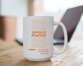 Large Ceramic Mug 15oz, Jesus is the Way Coffee Cup, Christian Mug, Gifts for Her and Him, Birthday Gift Ideas, VBS Merch, Lead & BPA Free