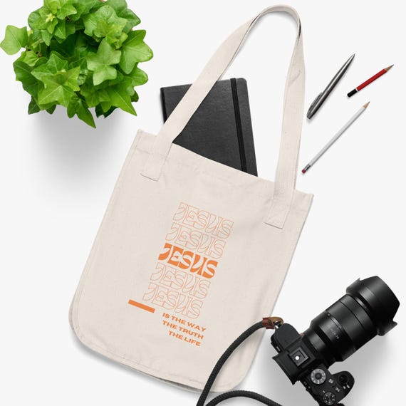 Organic Canvas Tote Bag, Eco Friendly, Jesus is the Way, Laptop, Beach Bag, VBS Gifts, Birthday, Christmas Gifts, Gifts for Her and Him