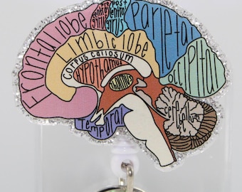Brain Anatomy Retractable Badge Reel – Neuro Doctor, Nurse ID Holder