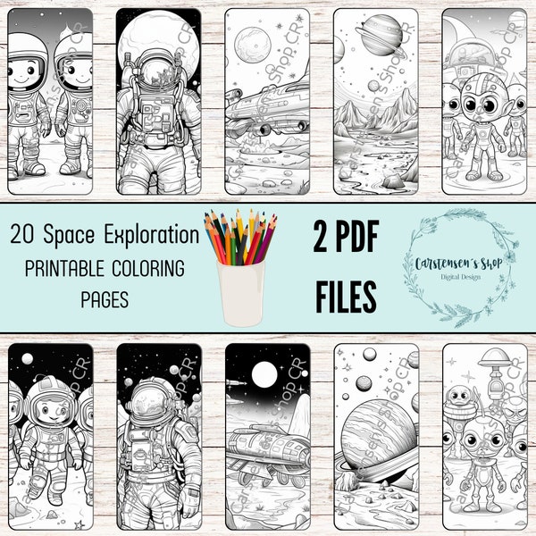 Space Exploration / 20 Illustrations to Color, Drawing Book to Paint, Creative Activities, Children's Hobbies, Drawings