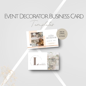Modèle de carte de visite pour décorateur d'événement, conception de cartes d'informations modifiables pour planificateur de décoration d'événement Modèles personnalisables Service professionnel