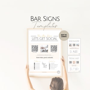 Modelos de placas de bar para dispositivos móveis, modelos editáveis de opções de pagamento para bartenders, gorjetas personalizáveis para marcas de bartenders profissionais