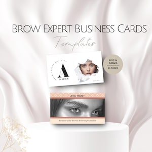 Modèle de carte de visite Brow Expert, conception de cartes d'informations d'artiste sourcils modifiables Modèles client de salon de beauté personnalisables Service professionnel