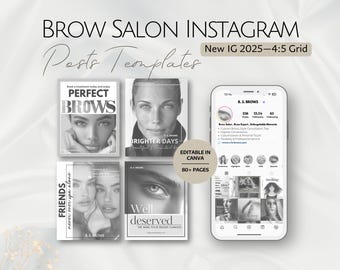 Plantillas de Instagram para salón de cejas, especialista en belleza y técnica de cejas, publicaciones editables para redes sociales, negocio profesional de cejas con IA 4:5