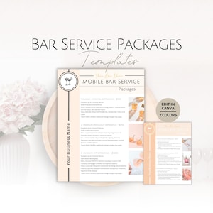 Modelos de Pacotes de Serviço de Bar, Modelo de Pacote de Barman Móvel, Linha de Bartenders Profissionais, Oferta de Bartenders Editáveis para Negócios