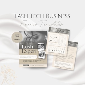 Lash Tech Business Templates, bearbeitbare Beratung Einverständniserklärung, Wimpernzuordnung Style Guide Lashes Expert Professional Service Forms