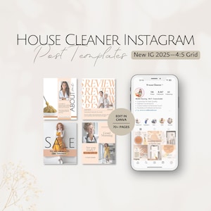 House Cleaner Instagram Post Templates, Home Service Social Media Posts, Professional IG Listings Editable Cleaning Business Housekeeper 4:5