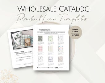 Plantillas de hojas de línea de venta al por mayor, plantilla de catálogo de tarjetas de felicitación editable, negocio de vendedores de cuadernos, lista de precios profesional, hojas de venta