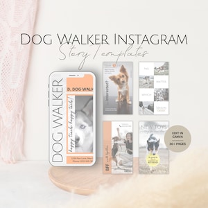 Dog Walker Instagram Geschichten, Social Media IG Service Vorlagen, professionelle Hundepflege, bearbeitbare Hunde zu Fuß Geschäft, Canva Pakete