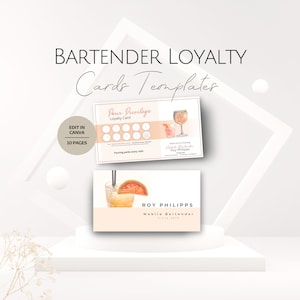 Klantenkaart barman, bewerkbare barkeeper-beloningsprogrammakaarten, professionele mobiele barservices, kortingscadeaubon bedankt, retentie