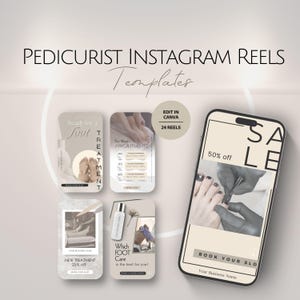 Pediküre Instagram Reels Vorlagen, Pediküre Social Media Posts, professioneller Schönheitssalon IG Reel, bearbeitbare Fußpflege, Canva Business Set