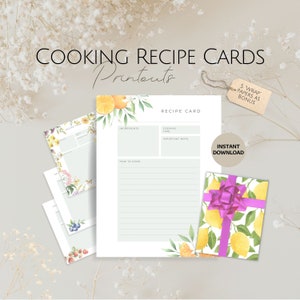 Modèles de recettes de cuisine, Cadeau d'anniversaire pour les amateurs de cuisine, Cartes imprimables, Cadeaux pour les amateurs de cuisine, Aides de cuisine mignons, Planificateur de chef