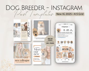 Chow Chow Dog Breeder Instagram Post Templates, Dogs Breeding Expert, Editable Social Media Professional Specialist Business Marketing Posts