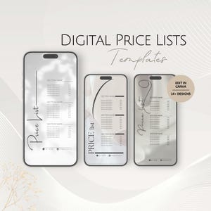 Plantillas de listas de precios para salones de belleza, listas de precios para negocios digitales, publicaciones editables en redes sociales de Instagram, tarifas profesionales de cuidado de la piel para Instagram SPA