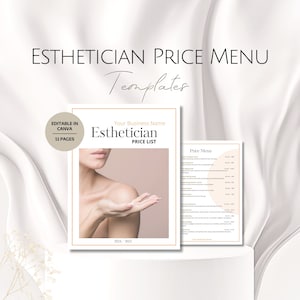 Listino prezzi per estetisti, modelli di menu prezzi, modello professionale per centri estetici, set di pacchetti SPA, brochure Derma, trattamenti per la pelle del viso