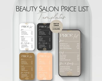 Beauty Salon Price Lists Templates, Digital Pricing List, Editable IG Social Media Posts, Professional Skin Care Rates, Instagram Business