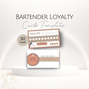 Klantenkaart barman, bewerkbare barkeeper-beloningsprogrammakaarten, professionele mobiele barservices, kortingscadeaubon bedankt, retentie