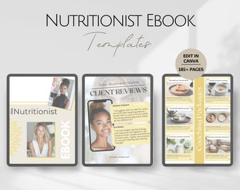 Nutritionist Ebook Template, Coaching Worksheets Course Workbook, Elegant Gut Handbook Diet Guidebook Magazine Aesthetic Wellness Coach Set