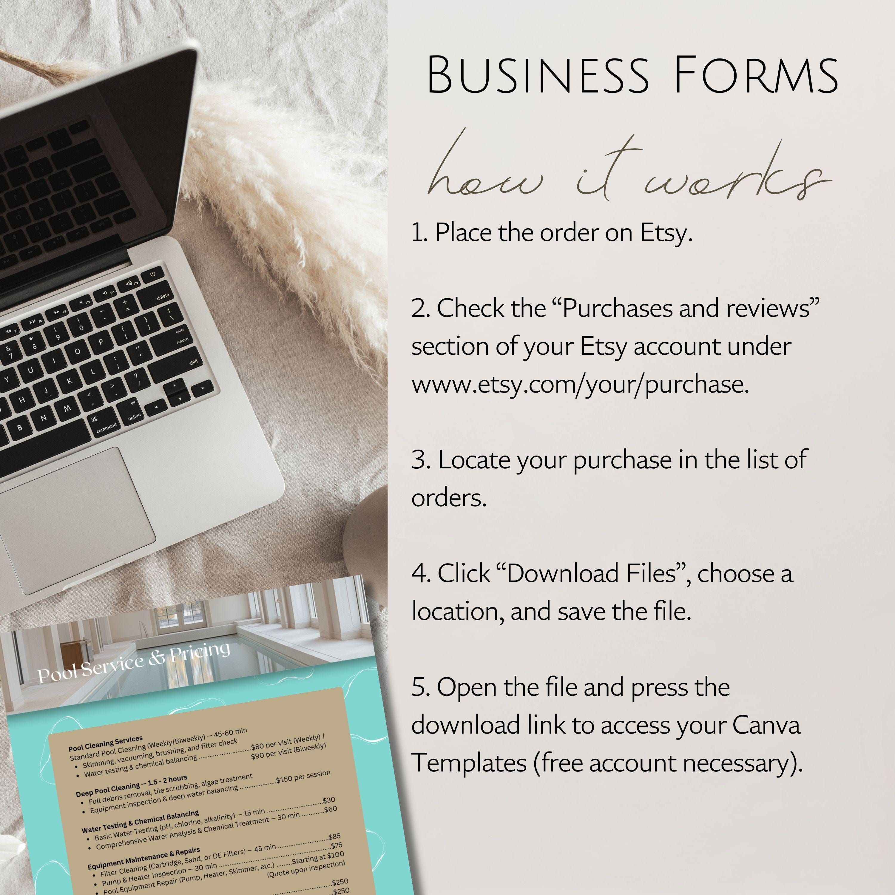 Pool Care Service Forms Templates, Editable Business Form, Pools ...