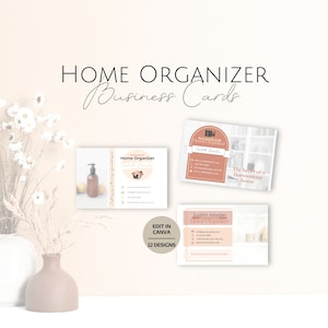 Modèles de cartes de visite de rangement pour la maison, conception de cartes d'informations sur l'entretien ménager modifiables, service de nettoyage et d'entretien professionnel personnalisable