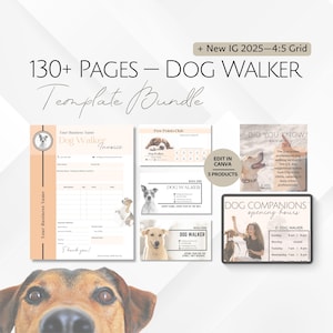 Dog Walker VALUE sjablonenset, huisdierverzorging Instagram-sjabloon, professionele hondenuitlaters bewerkbare IG Post-visitekaartjesvorm verhaalbundel