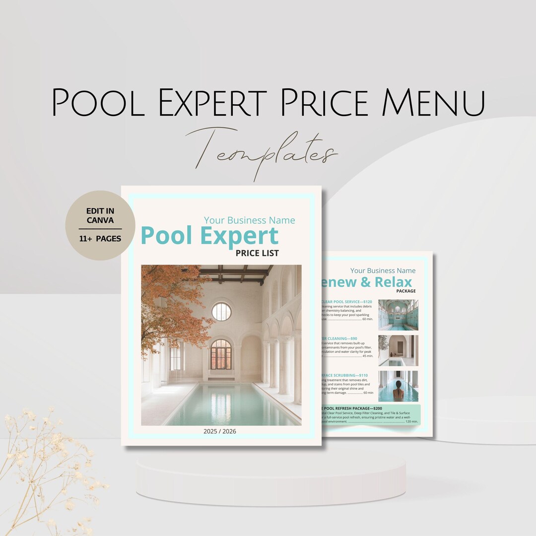 Pool Care Price Menu Templates, Editable Business Forms, Pools ...