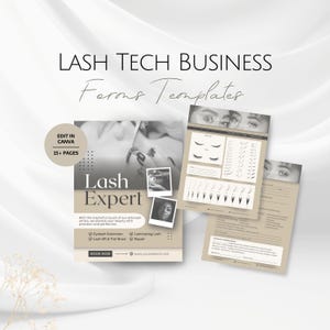 Lash Tech Business Templates, bearbeitbare Beratung Einverständniserklärung, Wimpernzuordnung Style Guide Lashes Expert Professional Service Forms