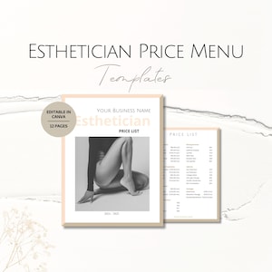 Lista de preços de esteticistas, modelos de cardápios, modelos profissionais para salões de beleza, pacotes de SPA, tratamentos faciais para empresas de cuidados com a pele