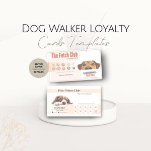 Dog Walker-loyaliteitsprogrammakaarten, bewerkbare hondenbeloningskaart, professionele hondenuitlaatservice, kortingscadeaubon bedankt retentie