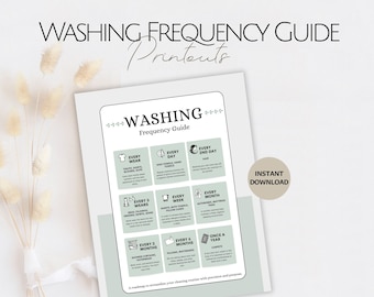 Washing FREQUENCY Guide, Laundry Planner, Daily Weekly Monthly Cleaning Tracker, Wash Instructions, Textile Care Calendar, Routine Checklist
