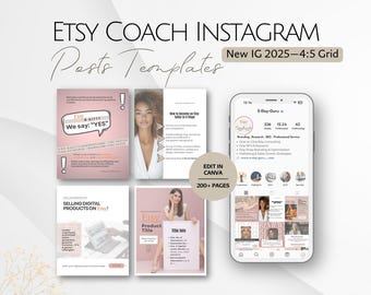 Etsy Coach Instagram Posts Templates, Editable IG Business Post, Consultant Service, Professional Social Media Expert Mentoring Template Set