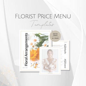 Lista de Preços de Floricultura, Modelos de Cardápio de Preços, Modelo Profissional para Floricultura, Conjunto de Pacotes de Flores, Brochura de Flores, Serviços para Eventos de Floricultura