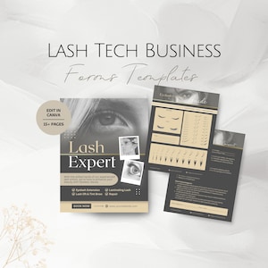 Lash Tech Business Templates, bearbeitbare Beratung Einverständniserklärung, Wimpernzuordnung Style Guide Lashes Expert Professional Service Forms