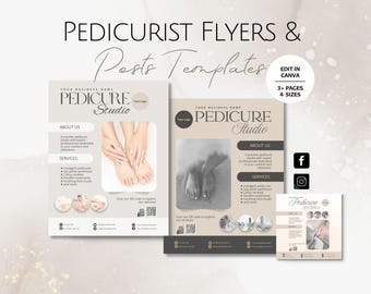 Plantillas de volantes para pedicura, volantes editables, experto en pedicura, servicios de cuidado de pies, uñas profesionales, paquetes de spa saludables