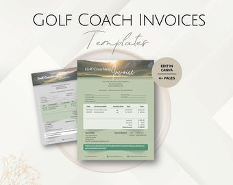 Golf Instructors Business Invoices Templates, Editable Service Template, Coaches Expert Billing Professional Golfing Management Invoicing