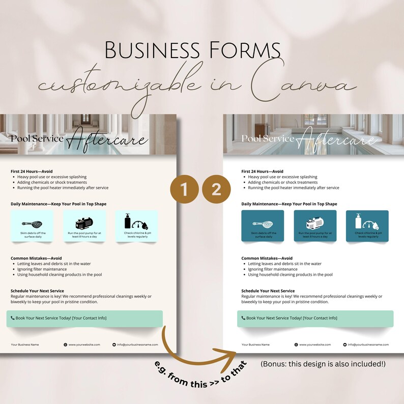 Pool Care Service Forms Templates, Editable Business Form, Pools ...