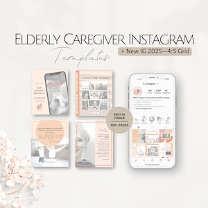 Elderly Caregiver Instagram Templates, Senior Care Social Media Posts, Professional Geriatric Business IG Bundle, Editable Aging Specialist