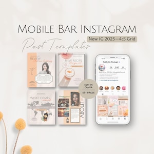 Modelos de Instagram para Bares Móveis, Postagens de Mídias Sociais para Bartenders, Pacotes de Instagram para Bartenders Profissionais, Pacotes Editáveis para Bares Comerciais 4:5