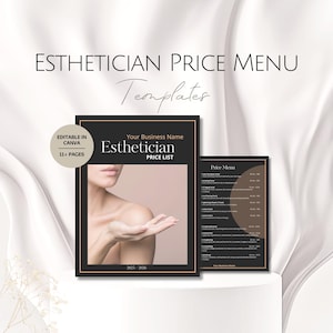 Lista de preços de esteticistas, modelos de cardápios, modelos profissionais para salões de beleza, conjuntos de pacotes de SPA, folhetos de dermatologia, tratamentos faciais