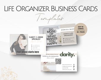 Life Organizer Business Cards Templates, Editable Holistic Coach Info Card, Mindful Clarity Order Specialist health Professionals Management