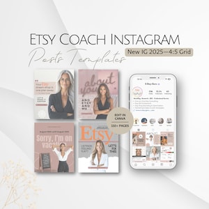Etsy Coach Instagram Posts Templates, Editable IG Business Post, Consultant Service, Professional Social Media Expert Mentoring Template Set