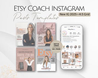 Etsy Coach Instagram Posts Templates, Editable IG Business Post, Consultant Service, Professional Social Media Expert Mentoring Template Set