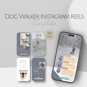 Dog Walker Instagram Rollen Vorlagen, Hunde zu Fuß Social Media Posts, professionelle Hundepflege IG Reel, bearbeitbarer Haustiersitter, Canva Business